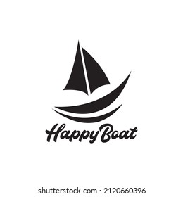 smile shape boat logo design, vector graphic symbol icon illustration creative idea