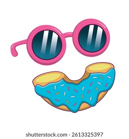 Smile Shape Donut with Glasses