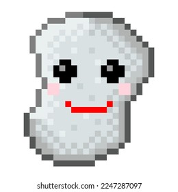 Smile shape icon pixel art. Vector illustration.