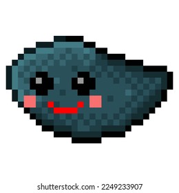 Smile shape icon pixel art. Vector illustration.