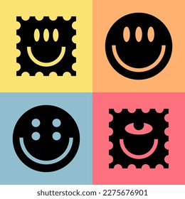 Smile shape icon symbol stickers vector clip art  fun, happy, freedom, element, ornament 