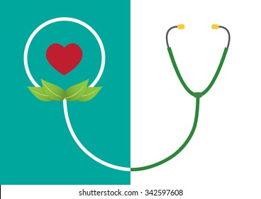 smile shape from stethoscope and red heart,vector illustrations.