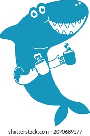Smile Shark and Coffee Vector Design