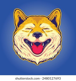 Smile Shiba Inu Cartoon für Ihre Arbeit Logo Merchandise T-Shirt Aufkleber