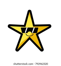 smile shiny star kawaii with sunglasses