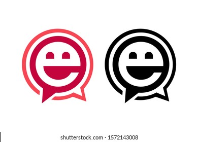 smile sign and bubble talk concept for logo or icon with colorful and one black color
