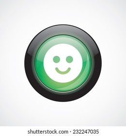 smile sign icon green shiny button. ui website button 