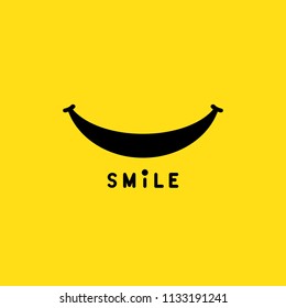 Smile sign, icon, label, logo, symbol on yellow background. Vector illustration