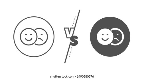 Smile sign. Versus concept. Like and dislike line icon. Social media feedback symbol. Line vs classic like icon. Vector