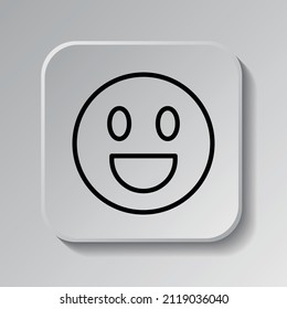 Smile simple icon vector. Flat desing. Black icon on square button with shadow. Grey background.ai