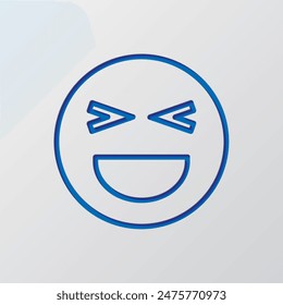 Smile simple icon, vector. Flat design. Paper cut design. Cutted blue symbol with shadow. Gray background.ai