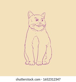 smile sitting cat line art hand draw
