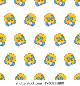 smile skull seamless pattern textile print. Great for summer vintage fabric, scrapbooking, wallpaper, giftwrap. repeat pattern background design