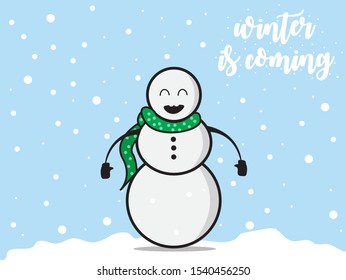 smile snowman vector, cheerful snowman