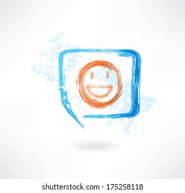 Smile in speech bubble grunge icon