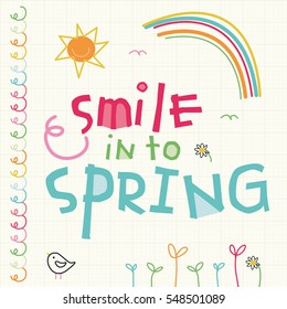 Smile in to Spring, illustration and typography