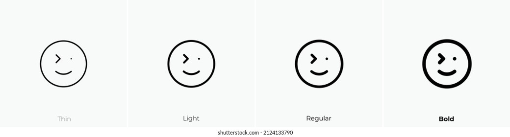 smile squint wink icon. Thin, Light Regular And Bold style design isolated on white background