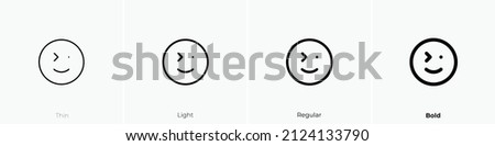 smile squint wink icon. Thin, Light Regular And Bold style design isolated on white background