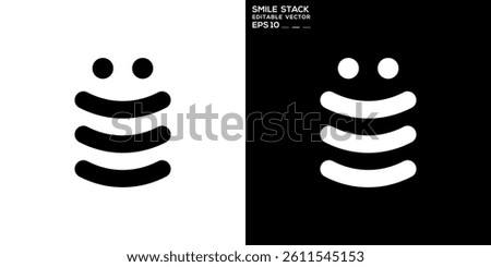 Smile stack logo. Layer, paper, happy, face. Vector icon symbol design template EPS 10.