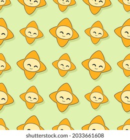 smile star cute seamless repeat pattern. background vector illustration.