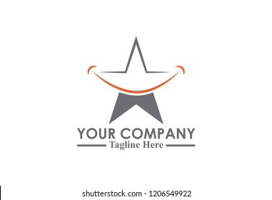 smile of star logo flat line