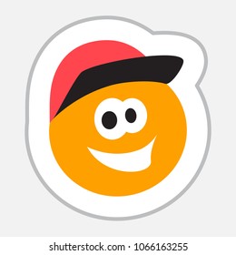 Smile sticker in retro style. Vector illustration isolated on white background