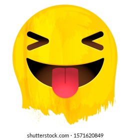 Smile Stuck-out Tongue Emotion face  on paint vector illustration