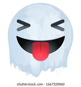 Smile Stuck-out Tongue Emotion face  on paint vector illustration