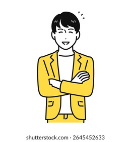 Smile Success Solution Arms Crossed Jacket Young Man