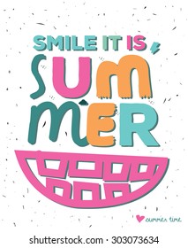 Smile it is summer - I love summer edition, pattern, editable vector