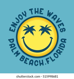 Smile summer tropical typography, t-shirt graphics, vectors