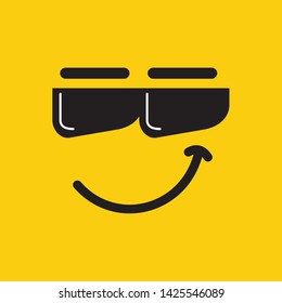 Smile with sun glasses icon emoji template design square background