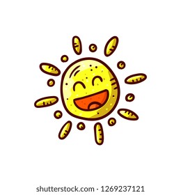 Smile sun. Hand drawn vector illustration