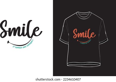 Smile it Sunnah and Sadaqah- illustration for t-shirt, hoodies, mug and tote bag.