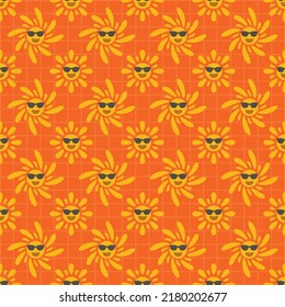 smile suns seamless pattern vector image