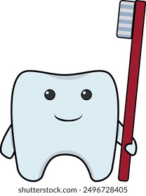 smile teeth with brush illustration vector, good for education kids