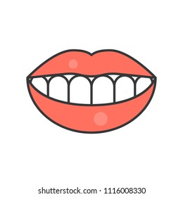 Smile teeth, dental related icon, filled outline