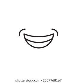 smile with teeth icon Outline vector for web ui