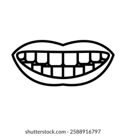 smile with teeth icon Outline vector symbol sign