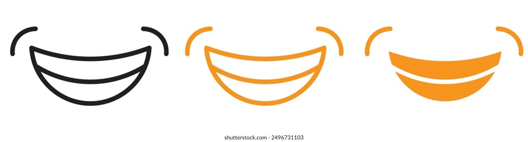 Smile with Teeth Icon Set Happy Expression Illustrations for Emoticons and Communication