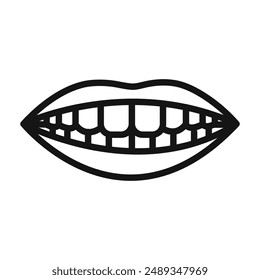 smile with teeth icon Vector symbol or sign set collection in black and white outline
