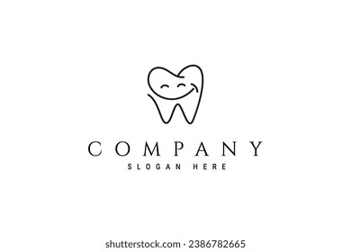 Smile teeth logo in line art design style