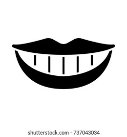 smile teeth mouth icon, vector illustration, black sign on isolated background