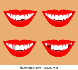 Smile with teeth on the background. Cartoon. Vector illustration.