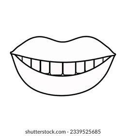 Smile teeth thin line icon,  dental, lips sign vector graphics.