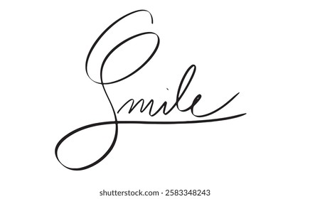 Smile text calligraphy hand written lettering script black color object icon smiling positive emotion lifestyle beautiful enjoy funny beautiful laughing business professional relaxation success art