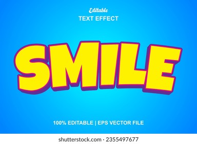 smile text effect with yellow graphic style and editable.
