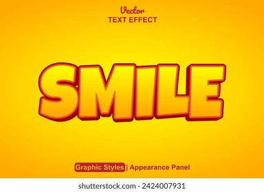 smile text effect with yellow graphic style and editable.