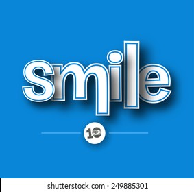 Smile text made of 3d vector design element. 