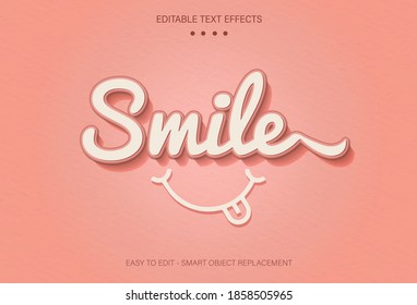 Smile Text Vector Effect, Simple 
Background, Smile Text Style Editable Font Effect